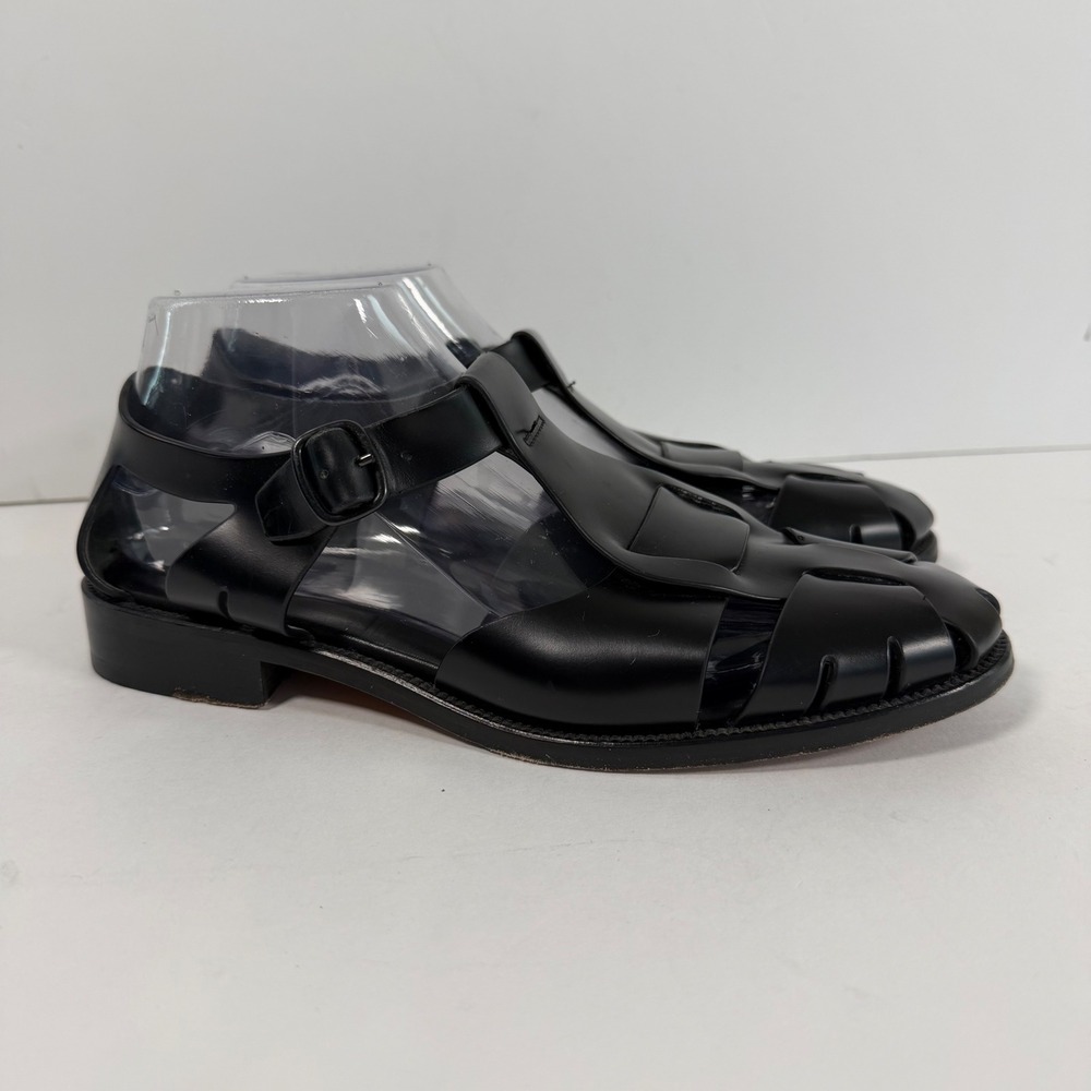 Hereu Black Leather Pesca Sandals EU39 US8-8.5 Buckle Quiet Luxury Minimalist